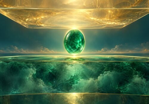 تصوير رمزي لمفهوم ماهية الروح باللونين الأخضر والذهبي